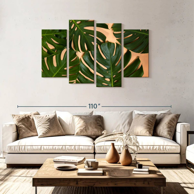 Décor de feuilles Harnek Monstera, H 48 po x l 75 po