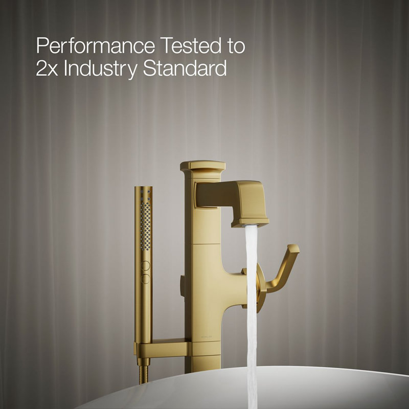 Riff Floor-Mount Bath Filler Trim, Vibrant Brushed Moderne Brass