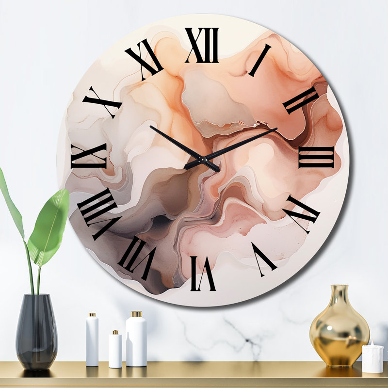 Horloge murale en métal Distant Clouds Cannelle Infusion Watercolor III, Grand