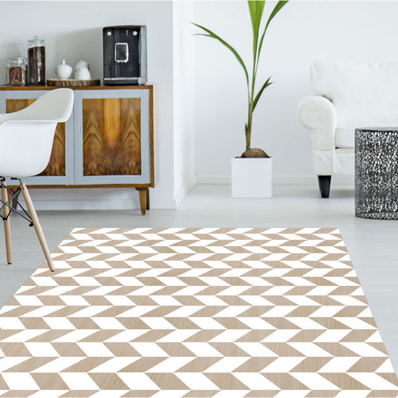 Renee Chevron Vinyl Machine Braided Indoor / Outdoor Area Rug, Runner 66 x 250cm