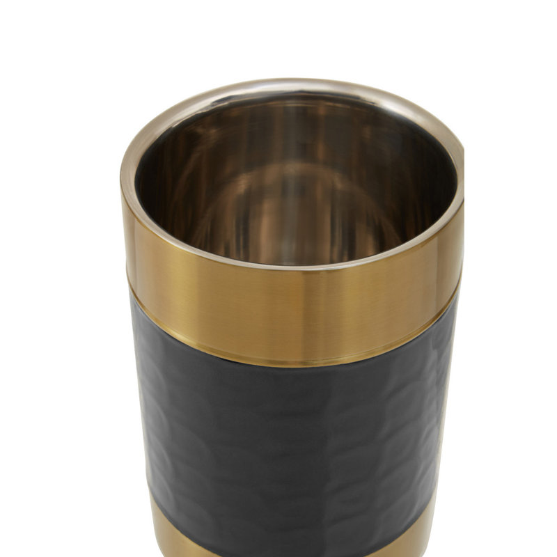 Carolina Black Enamel Wine Cooler, Black/Gold