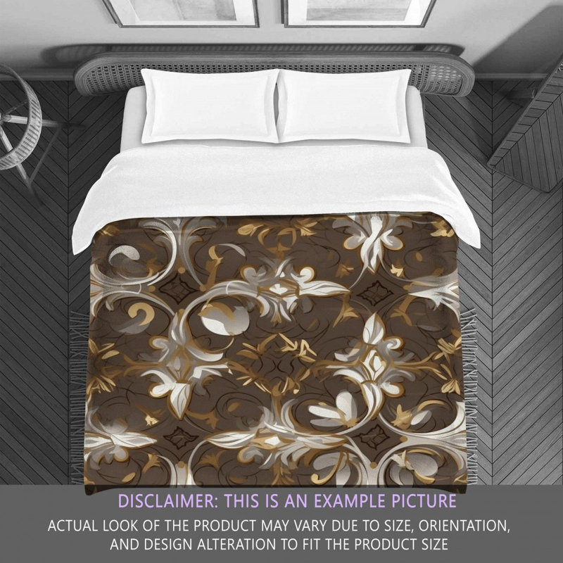 Comforters, Édredon simple, Brun / damas argenté