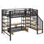 Full Size Metal Loft Bed With Staircase,Table And Shelves-476660252