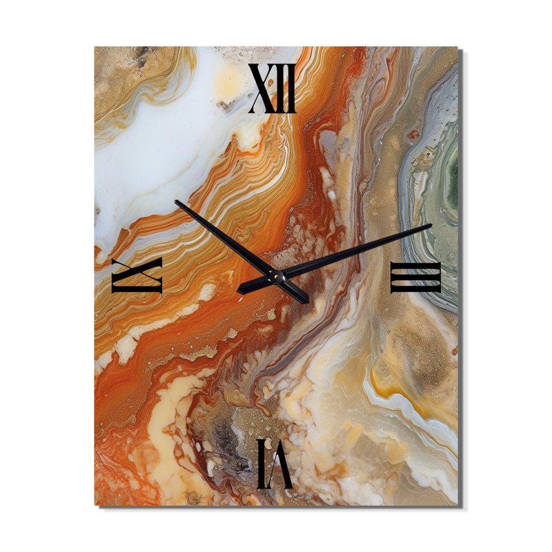 Horloge murale abstraite orange, orange et beige, Petit