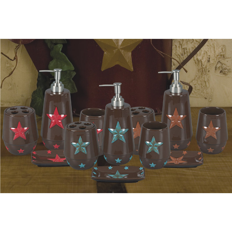 Ensemble de salle de bain Western Rustic Star, Rouge