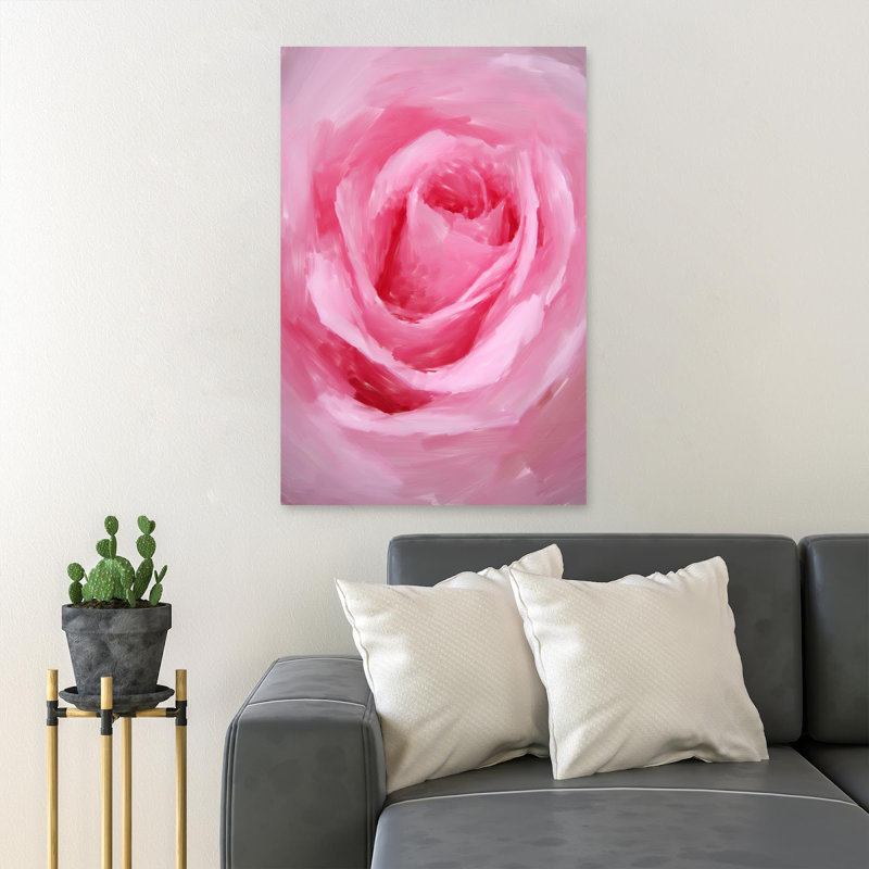 Gros plan, photo de rose rose - 1 pièce, impression sur toile tendue, H 36 po x l 24 po