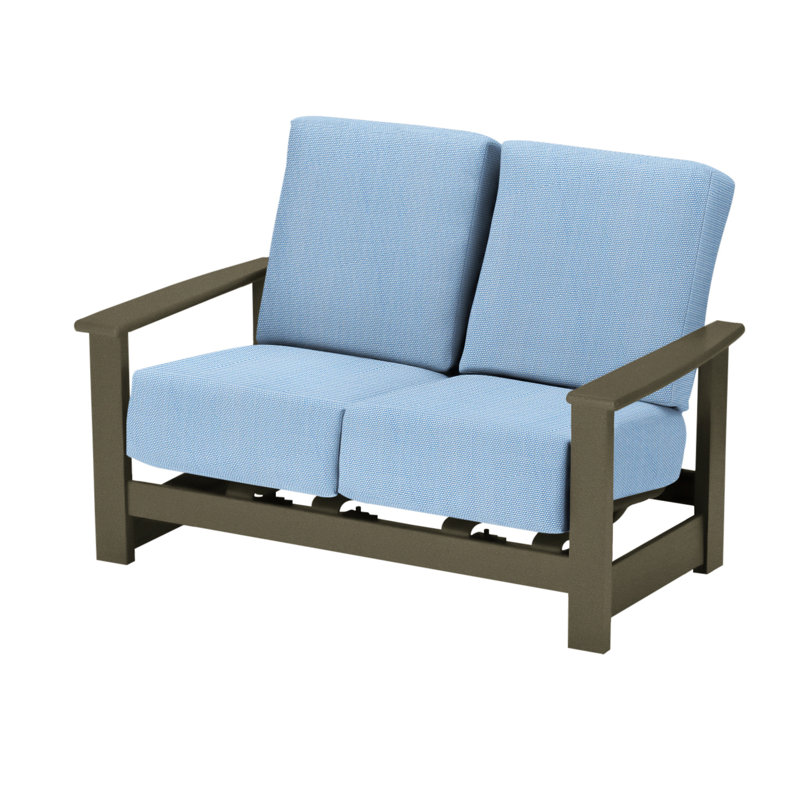 Leeward 56.5'' Wide Loveseat with Cushions, Canvas Air Blue Sunbrella® Canvas, Beachwood