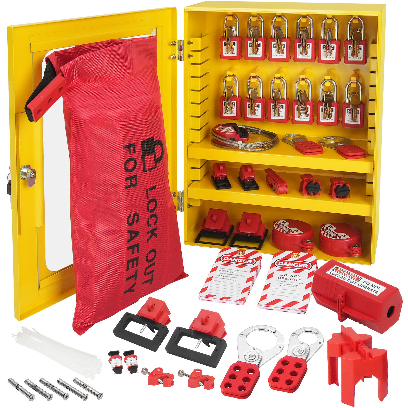 VEVOR Electrical Lockout Tagout Kit, 59 PCS Safety Lockout Tagout ...