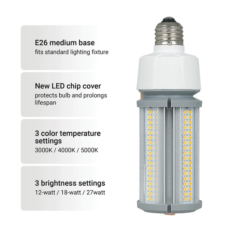 3900 Lumen, Damp Rated LED Cob Bulb, 27W, 300W Equivalent E26/Medium (Standard) (set of 4)