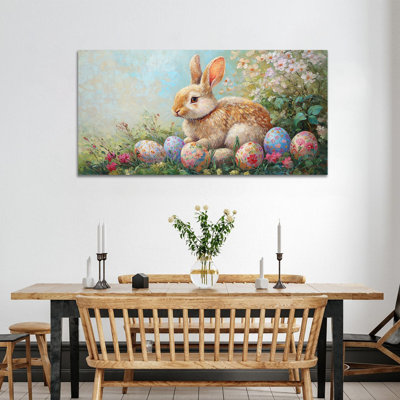  Art mural de lapin de Pâques au printemps, décoration murale de lapin de Pâques au printemps, œuf de Pâques et photos de lapin