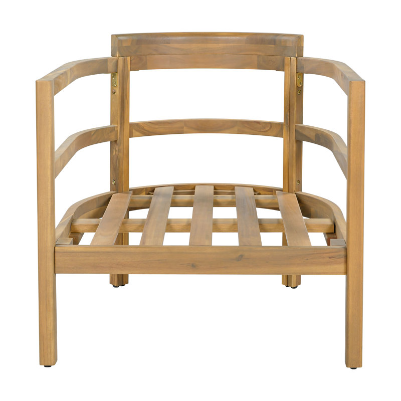 Méridienne d'extérieur rustique en bois d'acacia Radcliffe avec coussins hydrofuges de 6 pouces et patins réglables, 2