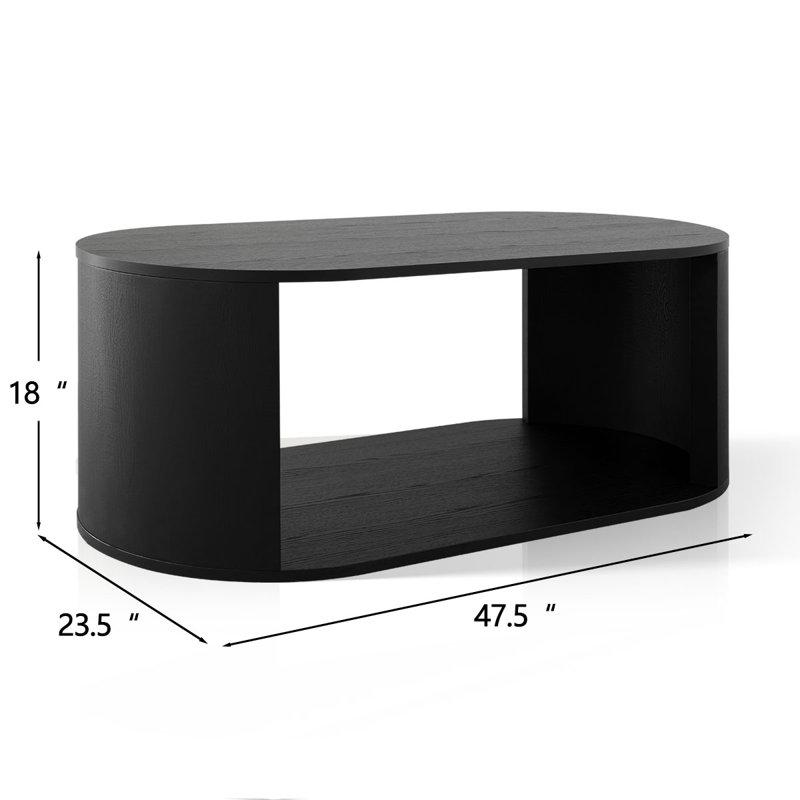 Levian Oval 47.5" Storage  Floor Shelf Coffee Table