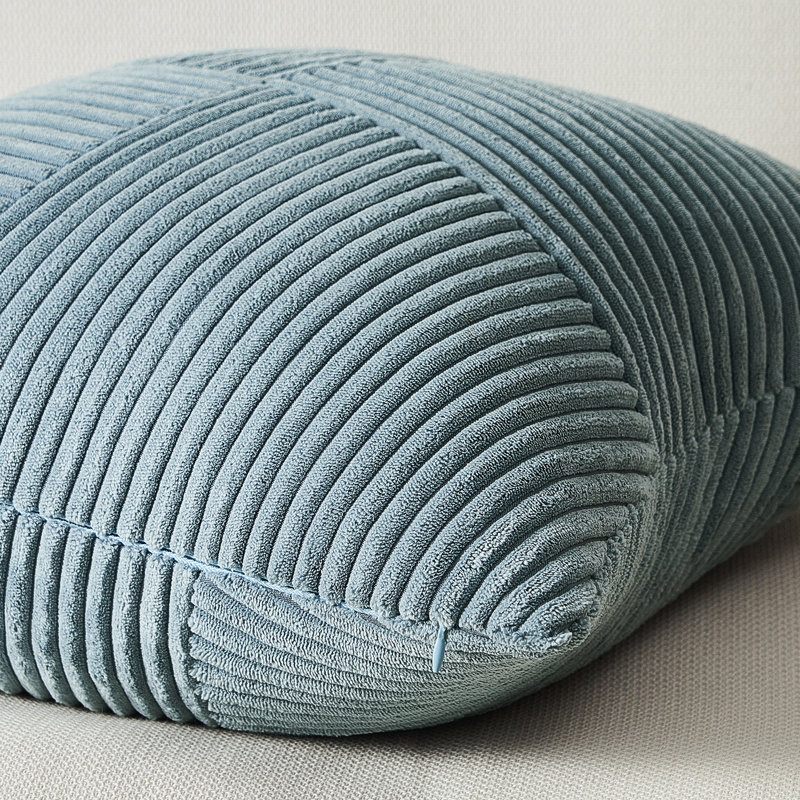 Housse de coussin en velours côtelé, housse de coussin en velours côtelé décoratif, ensemble de 2, Bleu cendré, Carré 18 po