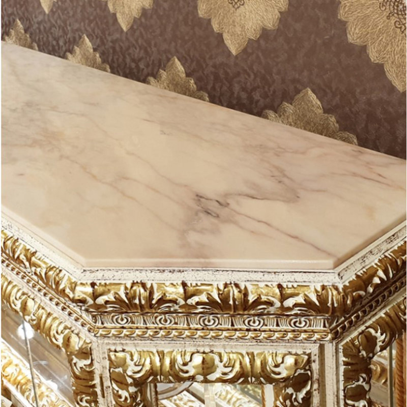 Auman Lighted Curio Cabinet, White Marble 