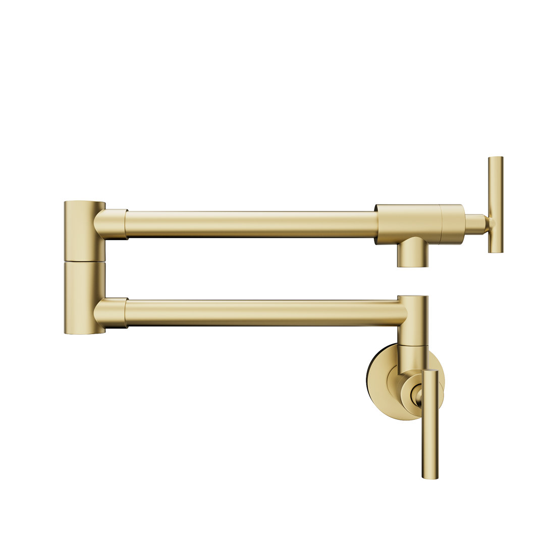 24" Wall Mount Kitchen Sink Pot Filler Faucet Double-Handle, Fingerprint Resistant MonadLiving 