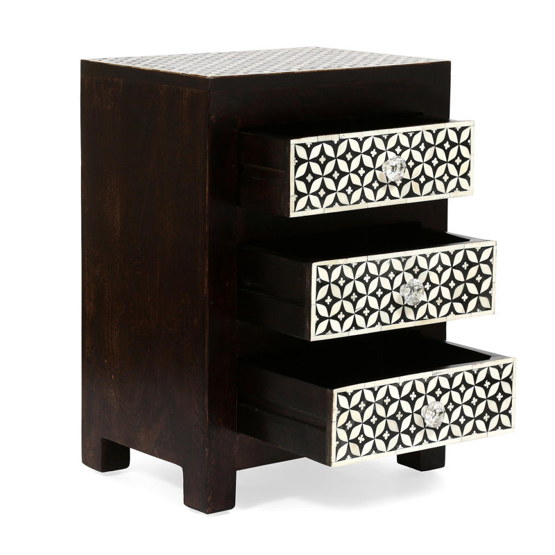 Table de chevet 3 tiroirs en bois
