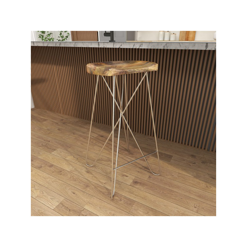 Tabouret de bar, Brun clair / argent