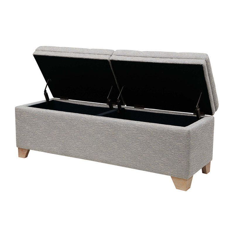 Banc de rangement rembourré Nevina, Gris