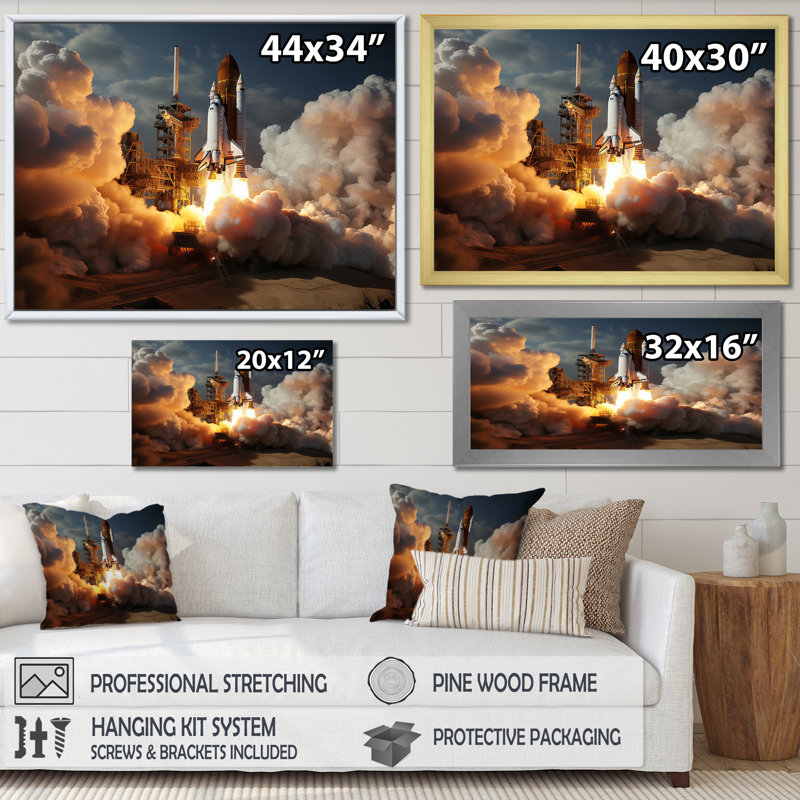 Space Shuttle Delicate Manoeuvring - Space Shuttle Wall Art Living Room, Toile tendue, H 12 po x l 20 po x P 1 po