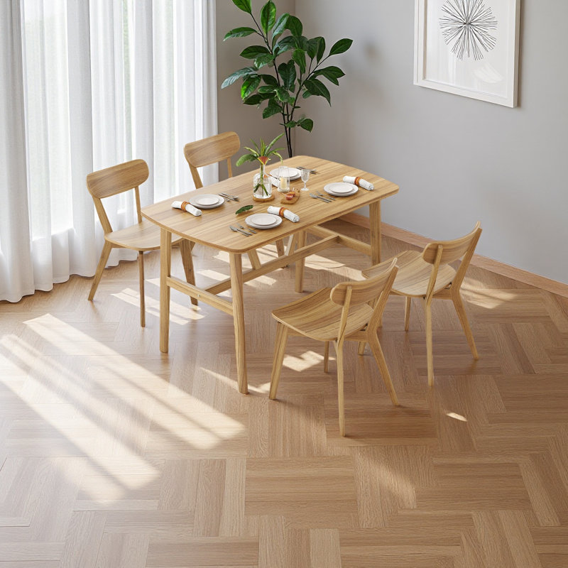 Dining Table For 4-6 Person, Rectangular Wood Kitchen Table, Modern Dinner Table With Sturdy Metal Frame For Dining Room, Kitchen, 47.2 Inch