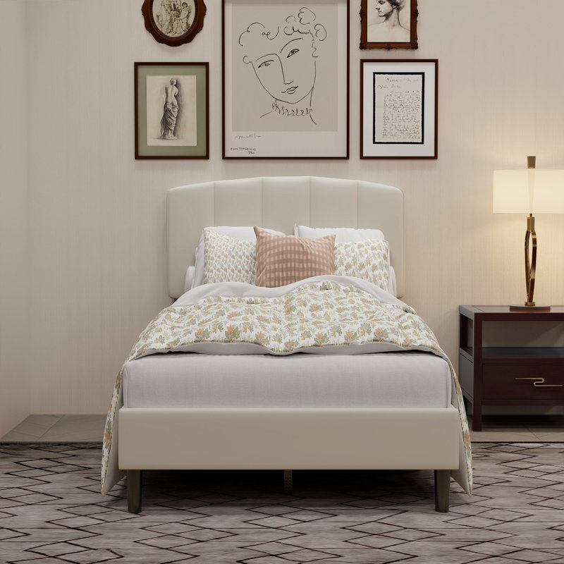 Lit tapissier standard, Beige, Simple