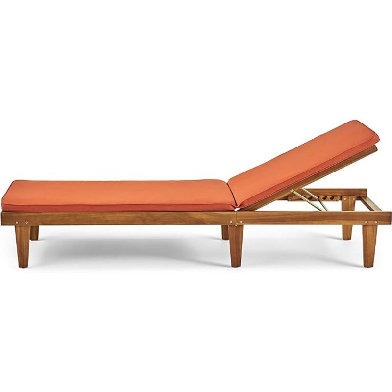 NADINE CHAISE LONGE, Orange, Teak, 1