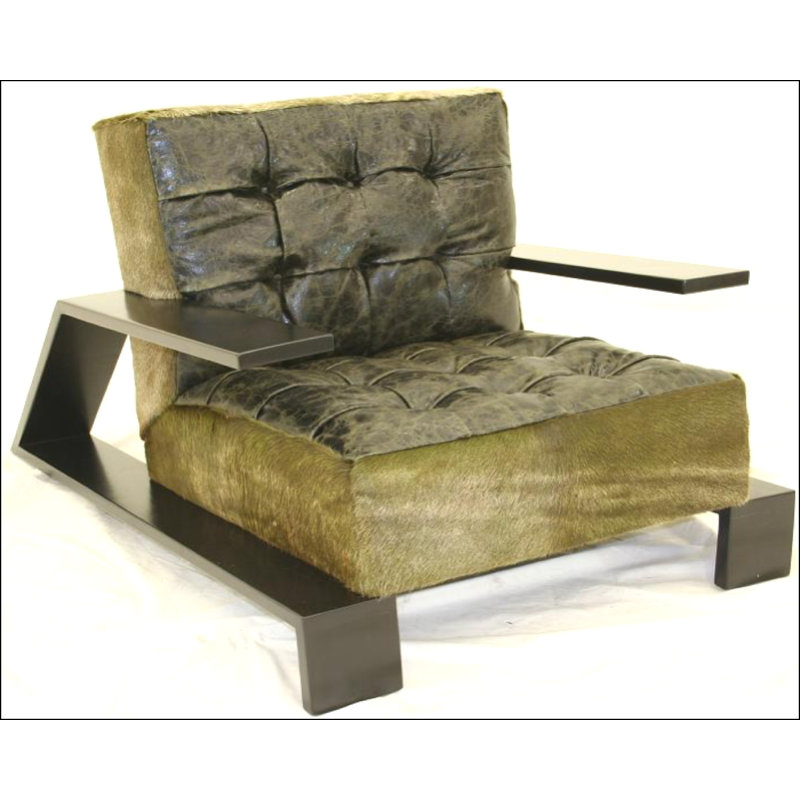Leather Armchair, Hair Hide Zebra in the Wild, Brushy Bayou