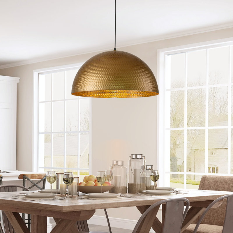 Luminaire suspendu en forme de dôme à 1 lumière pour îlot de cuisine Aire, Laiton, H 12 po x l 23,6 po x P 23,6 po