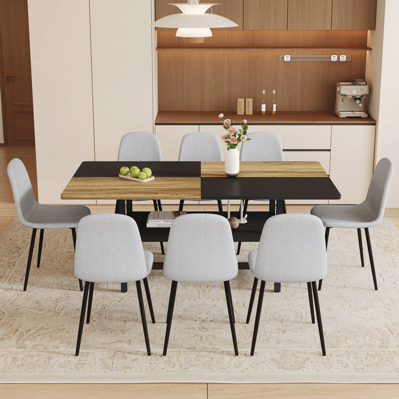 Table de salle à manger 71 * 35,4 pouces épissée avec rangement et chaise de salle à manger, simple et polyvalente