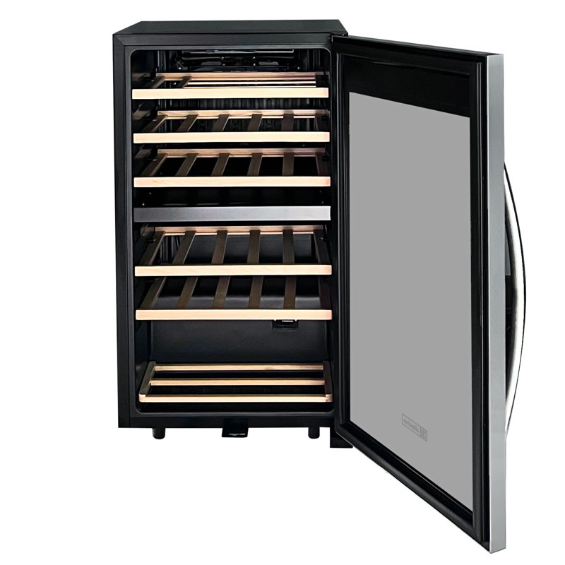 Stainless Steel Dual Zone Freestanding Wine Refrigerator, 28 Bottle