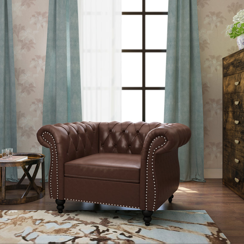 Dushyant Faux Leather Armchair, Black, Dark Brown Faux Leather