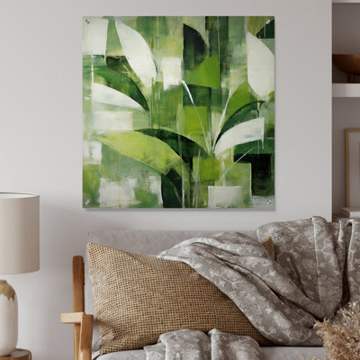 Abstract Green Plants Minimalism Retro Collage - Plants Acrylic Wall Art