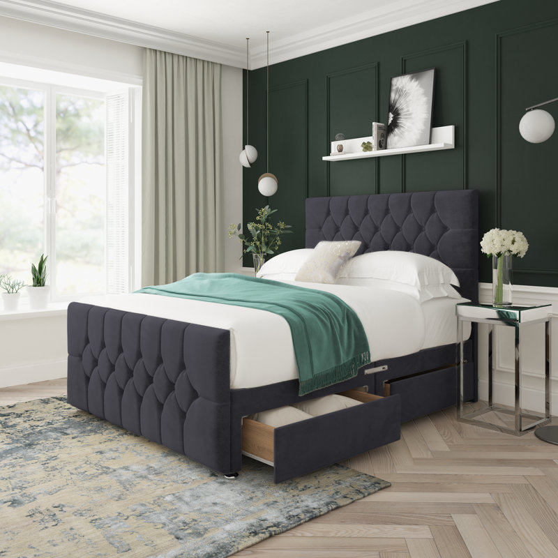 Upholstered Divan Bed, Black, Kingsize (5')