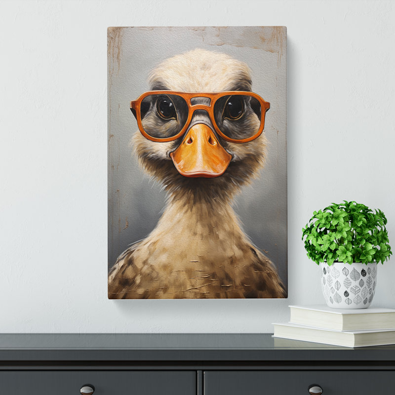 Duck With Glasses Painting - Print, 76cm H x 50cm W x 3cm D