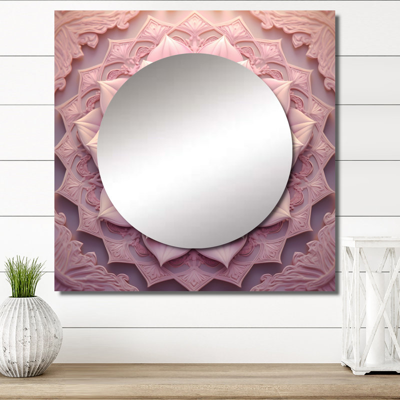 Elveta - Grand miroir carré Boho Mandala pour décoration murale, 23 po x 23 po