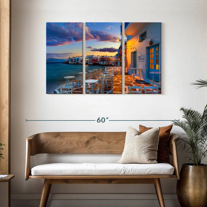 Le lever du soleil du camion aux couleurs de la petite Venise de Mykonos, H 28 po x l 45 po
