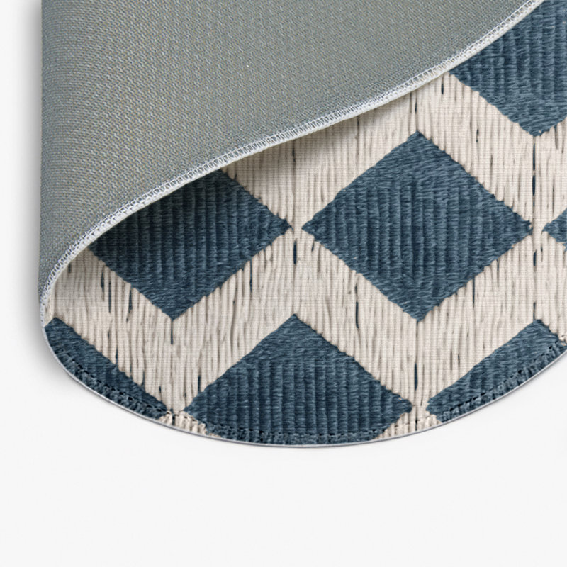 Tapis d'intérieur et d'extérieur à carreaux beige, Rond 5 pi