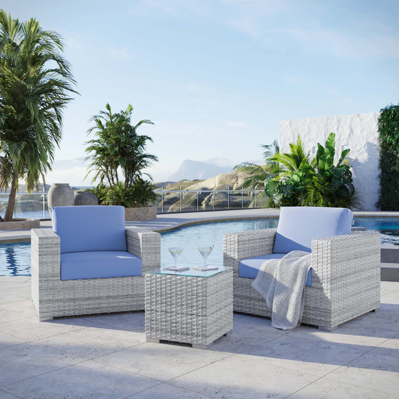 Modway Convene 3-Piece Outdoor Patio Set, Light Blue