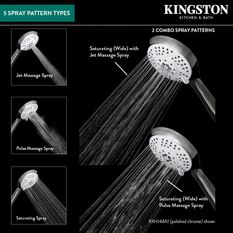 Kingston Brass Vilbosch 5-Function Hand Shower, Brushed Nickel