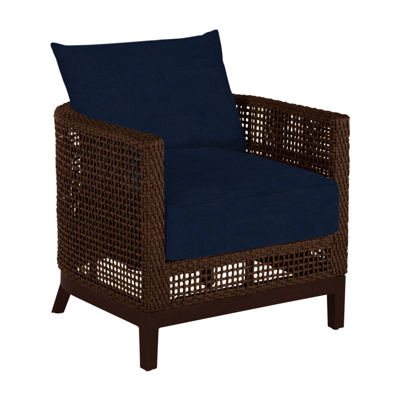 Fauteuil demi-tonneau péninsule - acajou / châtaignier, Acajou / châtaignier, Velours indigo, Welt + bourre standard