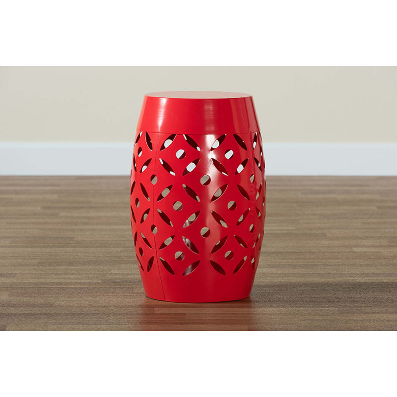 Berberia Round Metal Outdoor Side Table , 12.2'' in. W 12.2'' in. D, Red