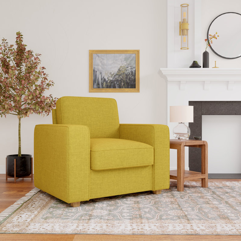 Fauteuil club de 36,5 po de largeur Hepler, Lin jaune