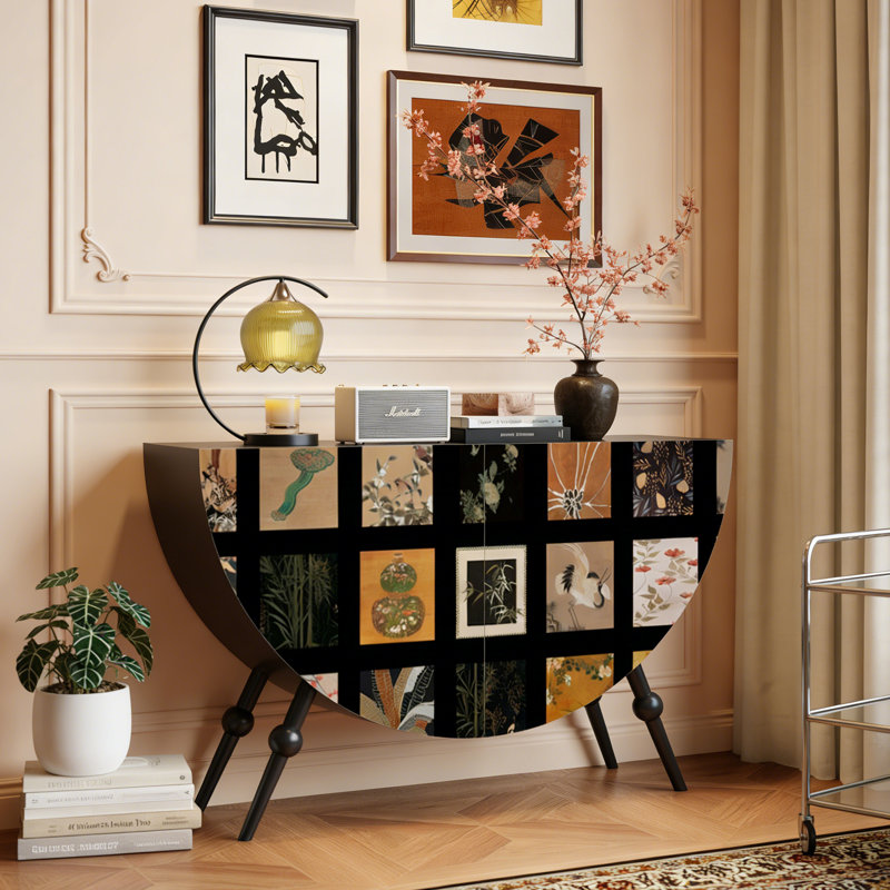 Buffet décoratif à 2 portes en bois massif