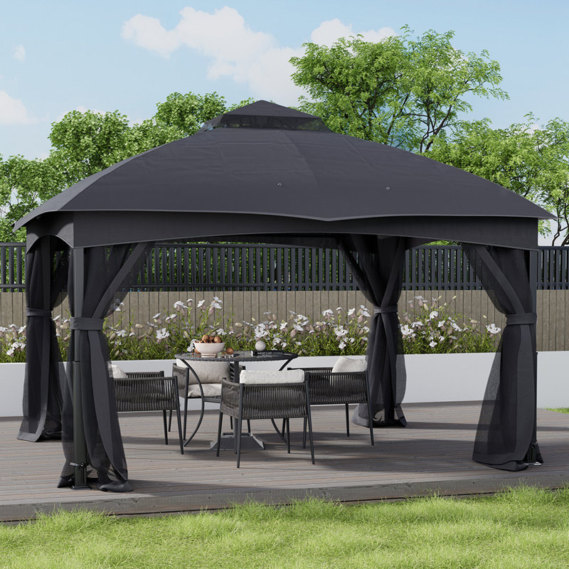Calob 2.8m x 3.9m x 3.2m Metal Pergola