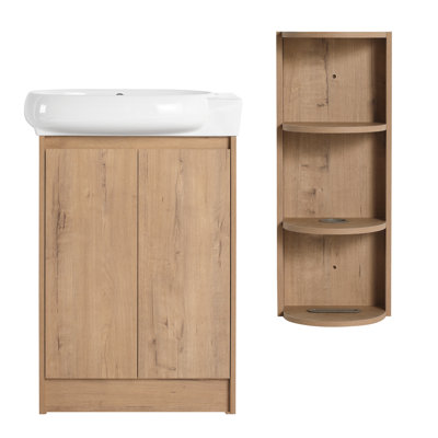 Meuble-lavabo autoportant avec lavabo en céramique et support de rangement 23 po Larry