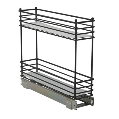 Solution de rangement coulissante en acier avec doublures en plastique pour une utilisation sous une armoire ou une tablette grillagée Elizandra - Conception à 2 niveaux - Convient aux armoires ou aux tablettes de taille standard