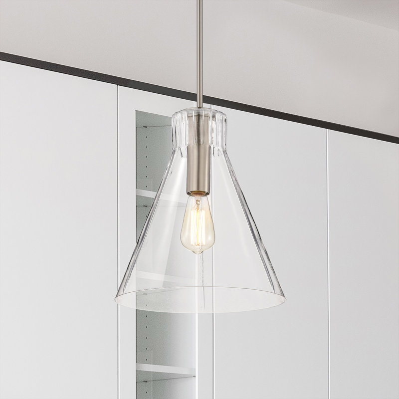 Luminaire suspendu 1 lumière Anine Gianna, H 14 po x l 12 po x P 12 po, Nickel brossé