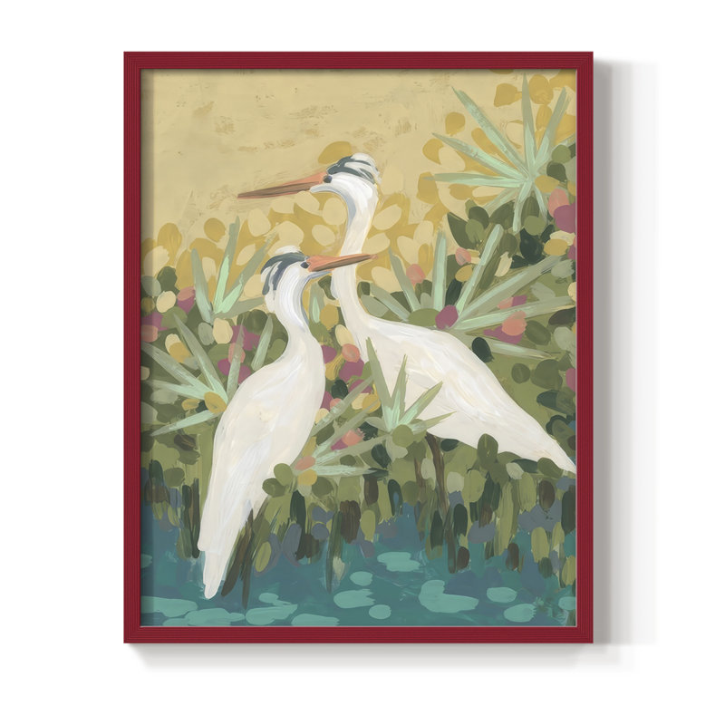 Reproduction encadrée Heron Lagoon II - bois massif, H 21 po x l 17 po, Rouge