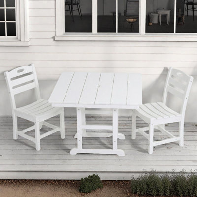 Ensemble bistro 3 pièces en PEHD pour l'extérieur avec table carrée et 2 chaises