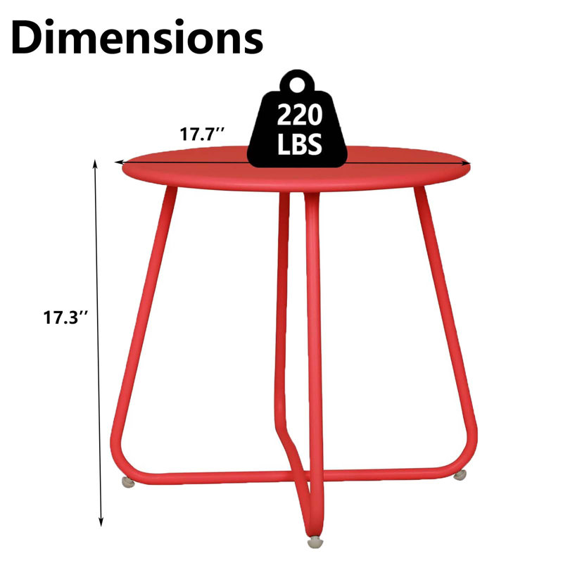Tables d'appoint rondes en métal, Rouge